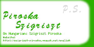 piroska szigriszt business card
